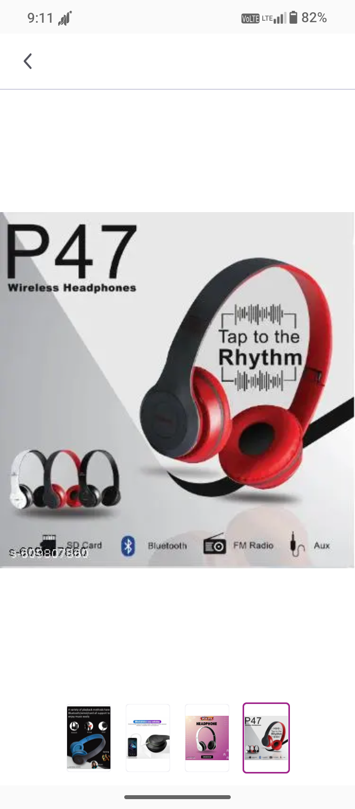 P47 Wireless Bluetooth Headphones with Microphone, Volume Control, Stereo FM, Memory Card Support {Budget headphone, wireless headphones, bluetooth headphones, best bluetooth headphone}