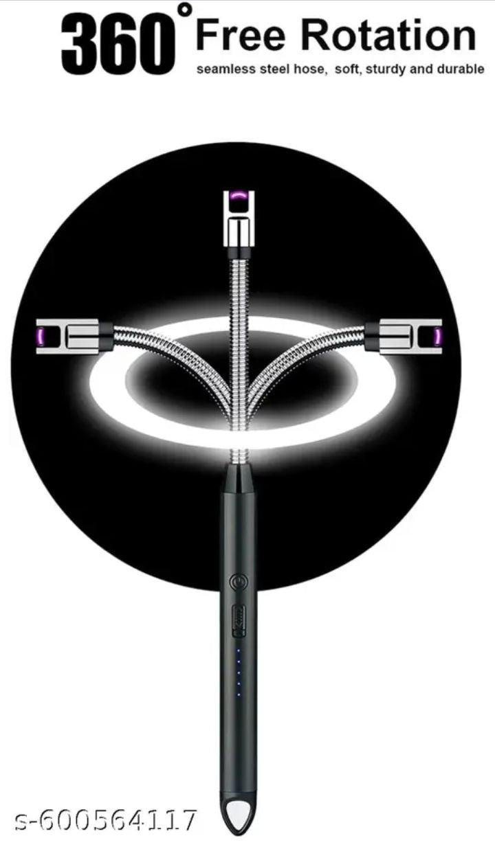 (BUY 1 GET 1 FREE )Gas Lighter for Kitchen Rechargeable Electric Lighter for Gas Stove & Candle with USB Charging Port Electric Lighter for Kitchen, Candles, Pooja Tools, 360° Flexible & Windproof