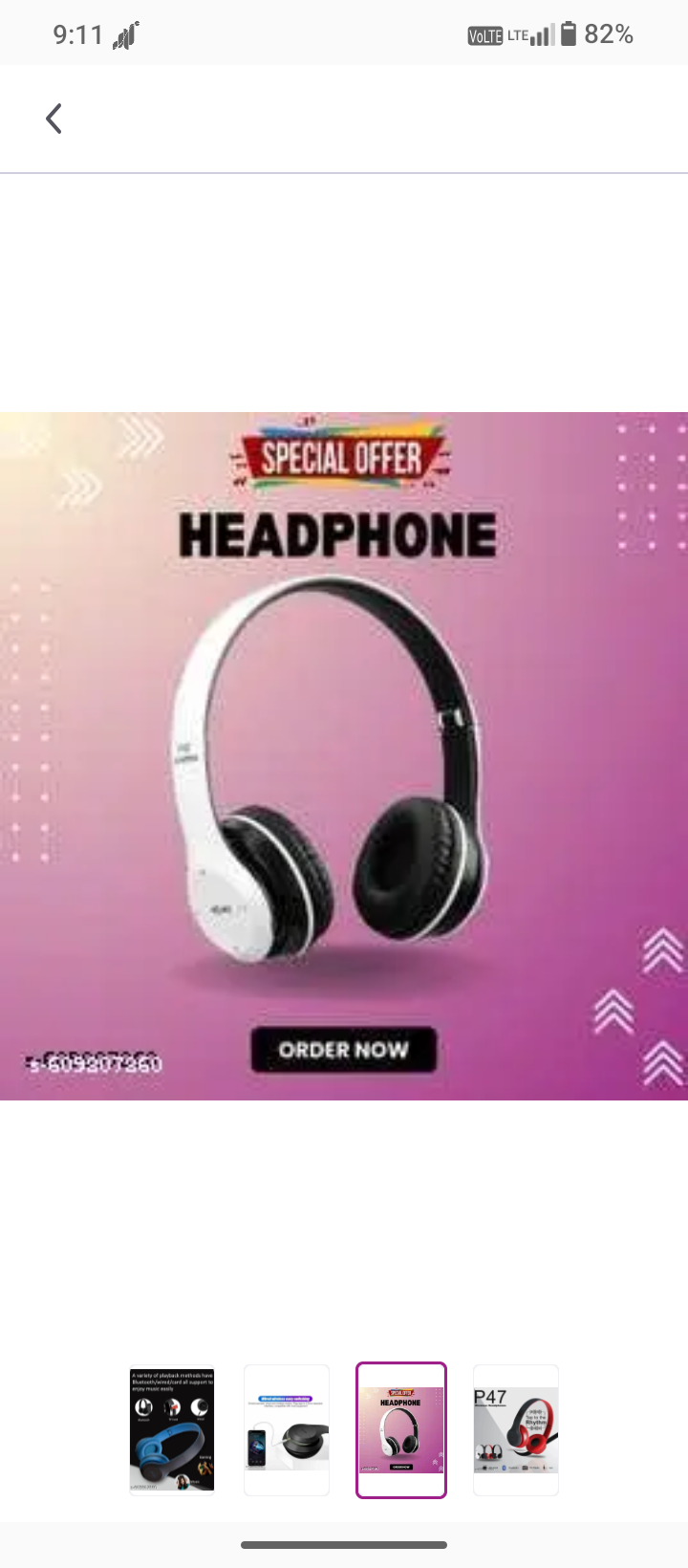 P47 Wireless Bluetooth Headphones with Microphone, Volume Control, Stereo FM, Memory Card Support {Budget headphone, wireless headphones, bluetooth headphones, best bluetooth headphone}